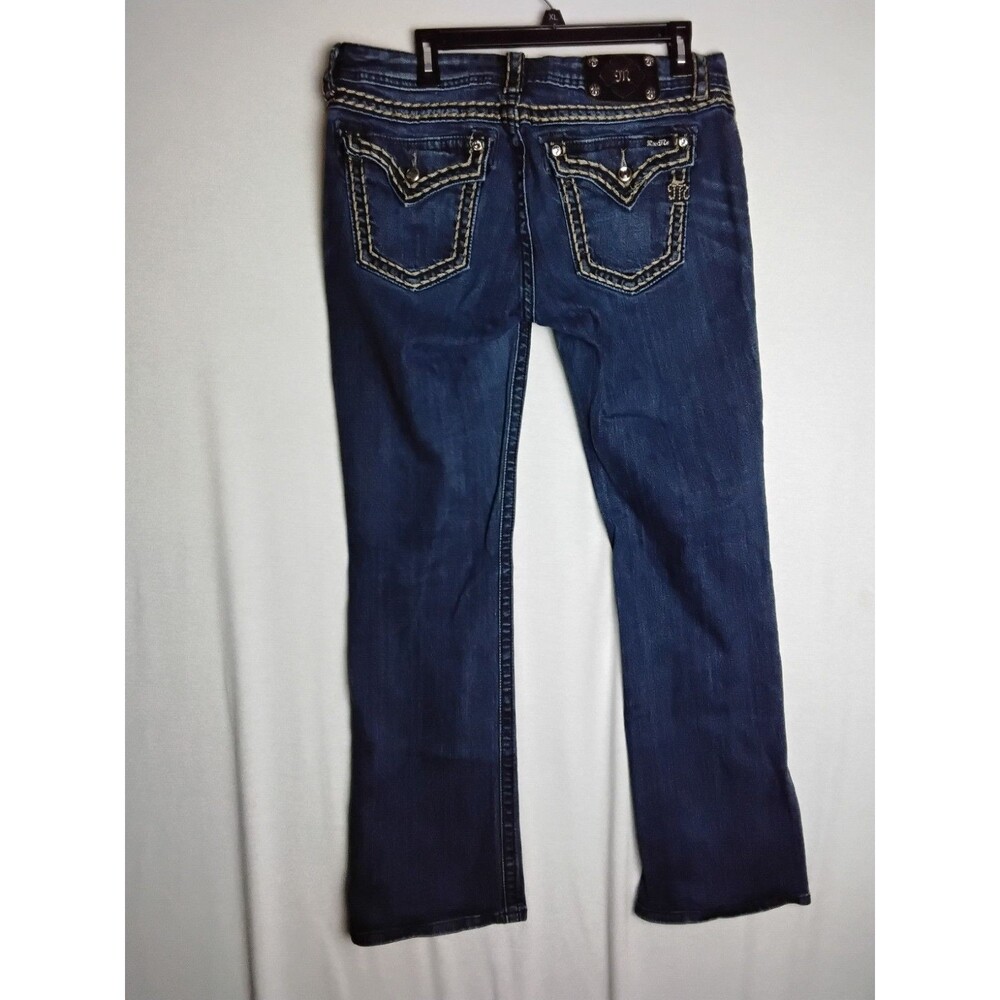 Miss Me Jeans Boot JS501 4B96 Dark Blue Wash Woman's Size 34 Bling Embroidery - Picture 5 of 9